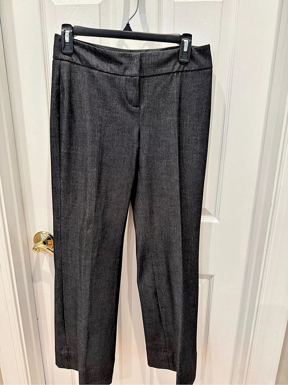 International Concepts Women's Black/Silver Wide-Leg Trousers Size 4P Like New